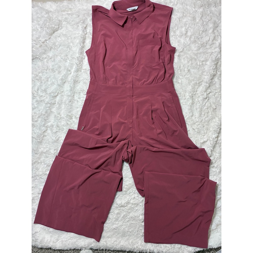 Athleta Women 12 Brooklyn Sleeveless Jumpsuit Maroon Wide Leg Boho